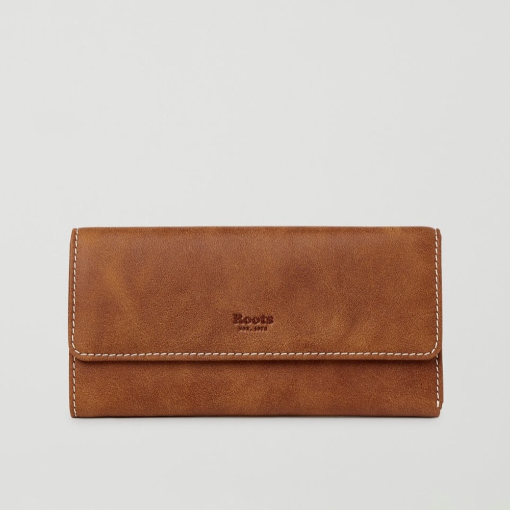 Roots Trifold Tribe Wallet 100% Genuine Leather - Picture 1 of 16